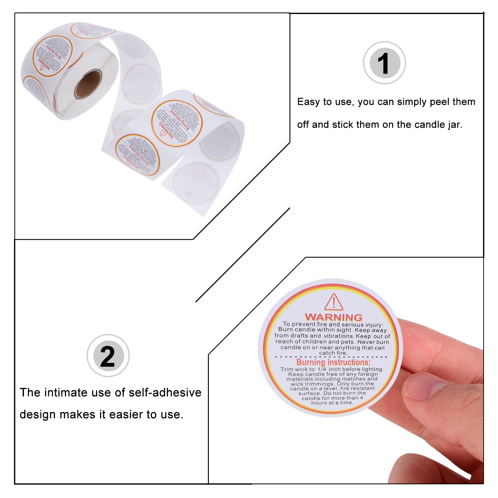 500Pcs Warning Sticker Label Removable Safety Decals Easy Use for Jar Adhesive Warning Decal Sticker