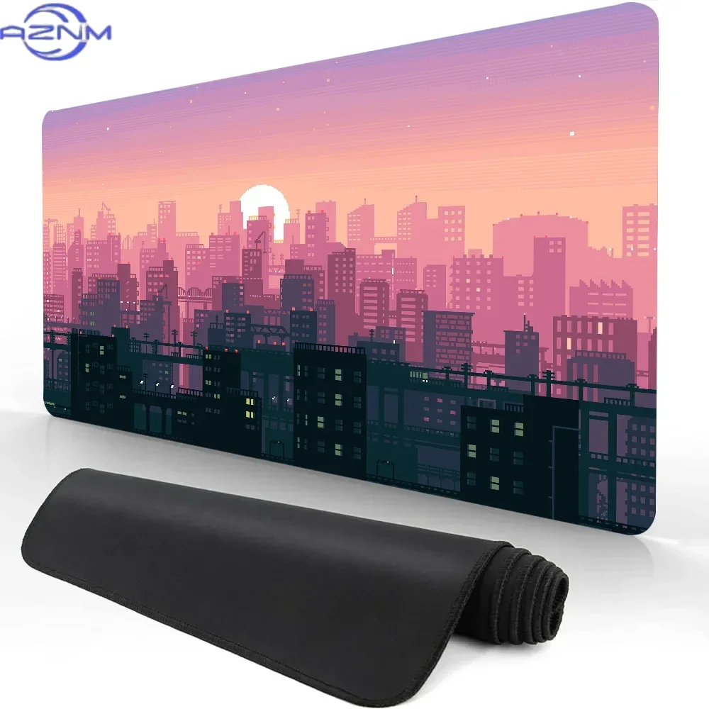 Hot Sell City Neon Pixel Large Mouse Mat Gaming Mousepad Gamer Mousepads Rubber Keyboard Mats Desk Mats XXL Mouse Pads 900X400
