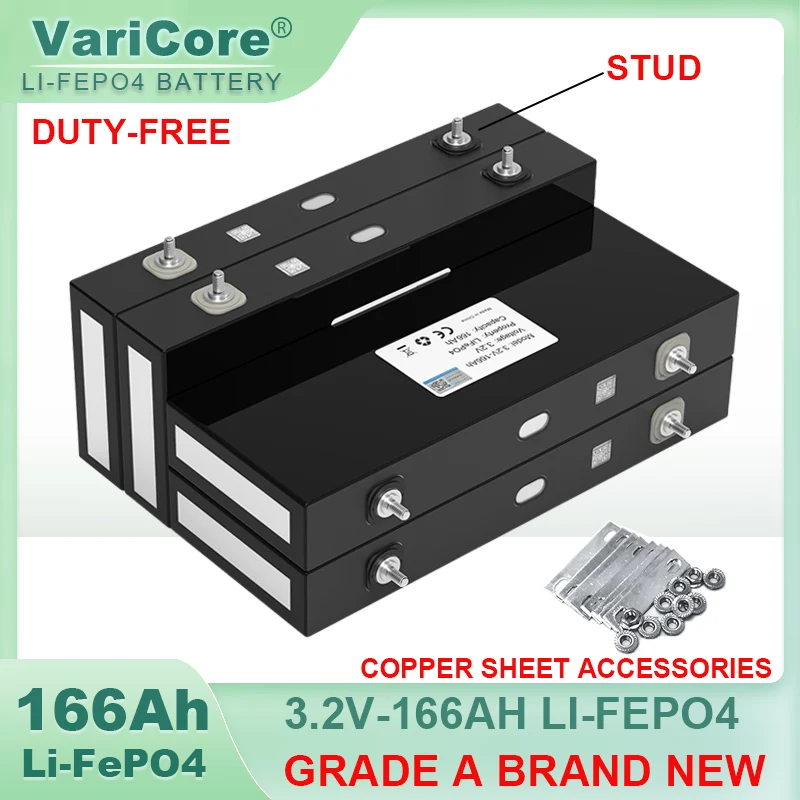 VariCore 3.2V 166Ah LiFePO4 Rechargeable battery DIY 12v 24V Golf Cart Motorcycle Electric Car Travel Solar Grade A Batteries