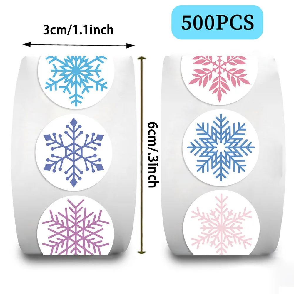 Snowflake Roll Stickers (500 Pcs/Roll) - PVC Decals for Handmade Projects, Device Embellishment, Backpacks Giajar Sticker Store