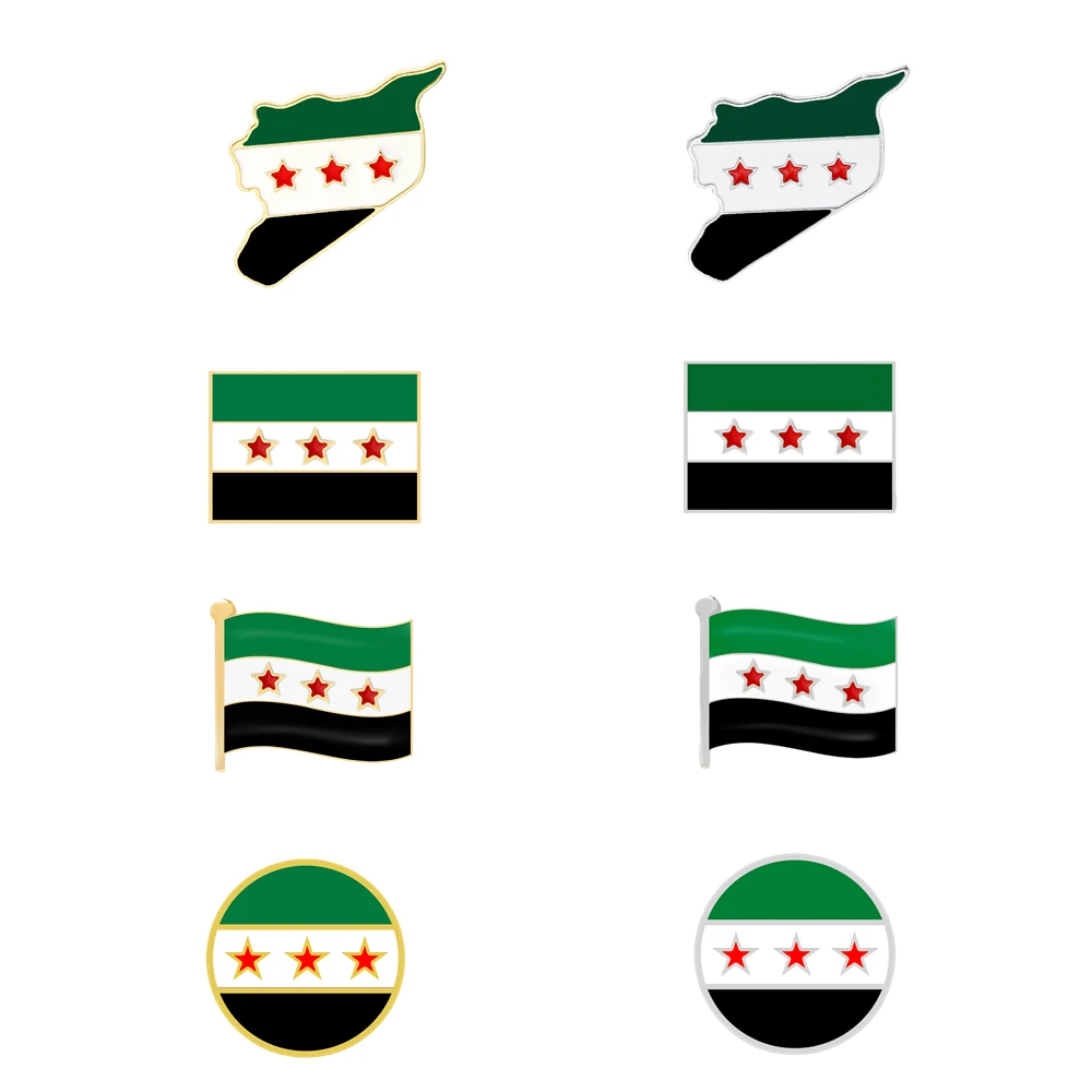 Syria Map Flag Badge Brooch Alloy Pin For Women Men Lapel Pins Badges On Backpack Clothing Accessories Fashion Jewelry Gift