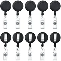 5pcs/set Retractable Pull Badge Reel Plastic ID Name Tag Clips Key Ring Chain Clips Nurse Staff Badge Holder Badge Reels