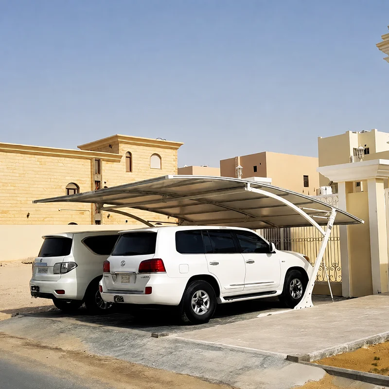 PVC Membrane Carport Detachable Outdoor Parking Shelter Modular Vehicle Canopy Solar Panel Roof Home Garage Structure Kit