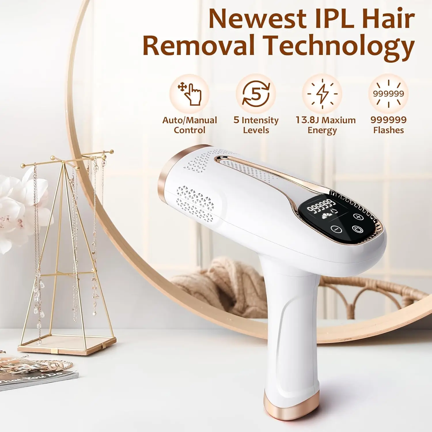 IPL Permanent Laser Hair Removal, 999999 Pulses Depilador, Bikini Trimmer, PhotoepilatorLaser Bikini Trimmer Photoepilator