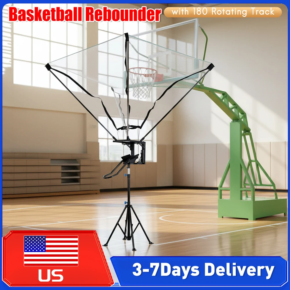 

Basketball Shot Trainer with 180° Rotating Track Net Return System Adjustable Height Basketball Training Equipment for Practice