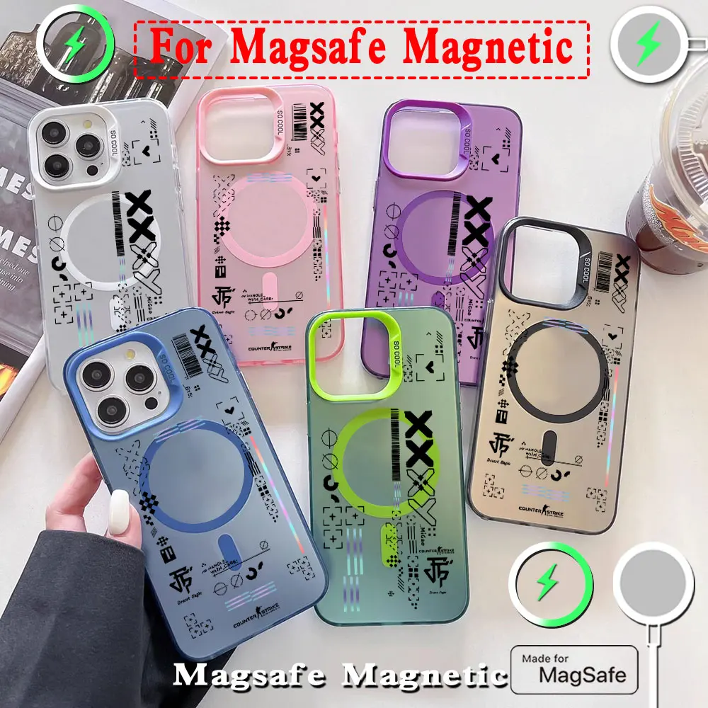 Popular Fashion Game CS Clear GO Magsafe Magnetic Case for Samsung S25 S24 S23 S22 S21 S20 FE Plus Ultra 5G Silver Plated Cover