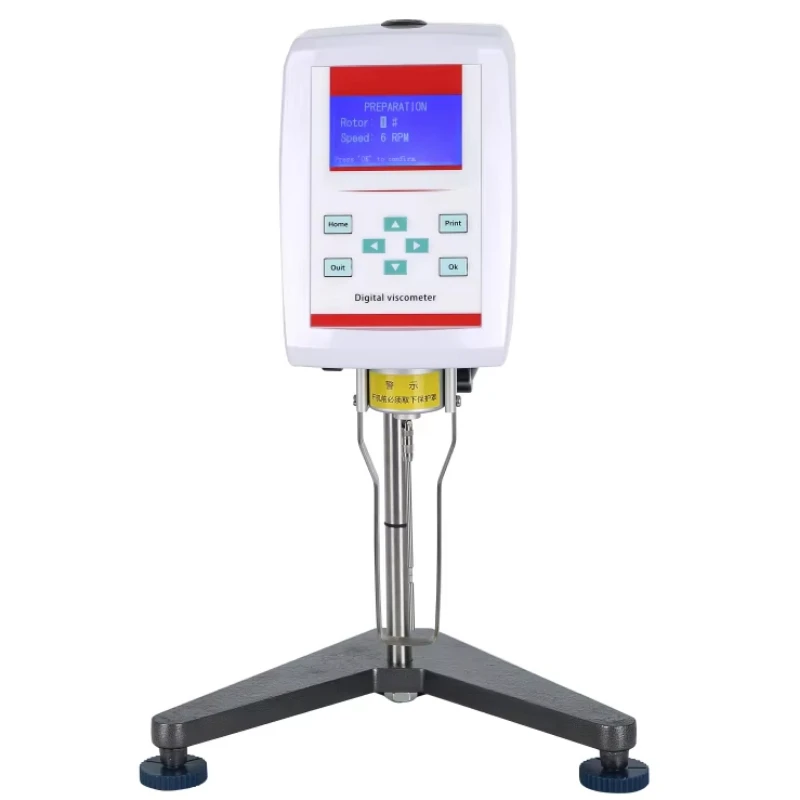 Digital rotational viscometer with temperature probe and data output testing