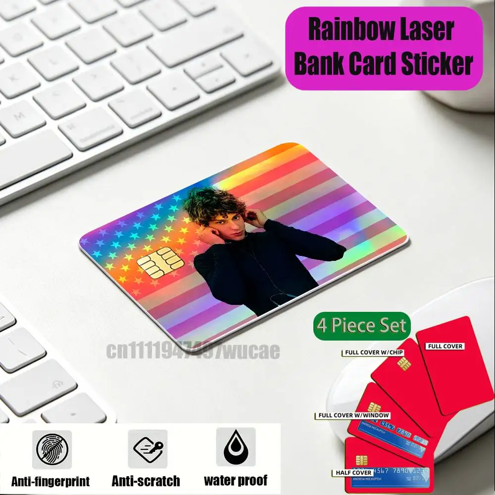 For Andrea Kimi Antonelli Credit Bank Sticker ID Access Card Cover Skin Rainbow Color Laser Stickers Film
