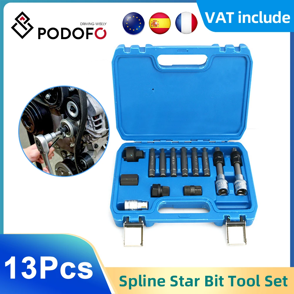 Podofo Universal Car Belt Removal Alternator 13 pcs/Automatic Belt Removal Tool Kit Car Key