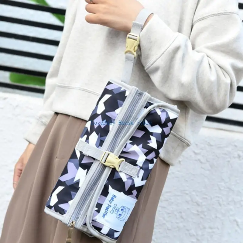 BX0D Convenient Diaper Changing Mat Bag with Multiple Compartments Fashionable Bag