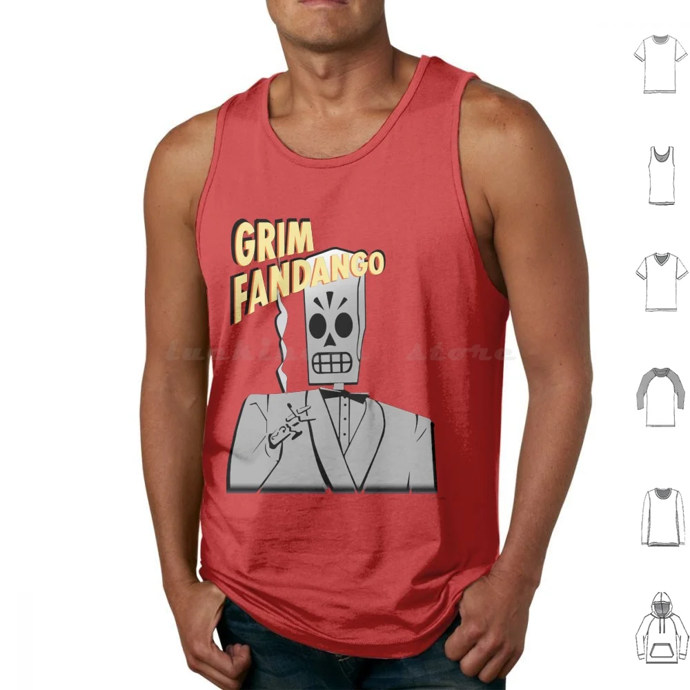 Grim Fandango Tank Tops Print Cotton Gand Fandango Manny Skull Grim Fandango Manny Skull Game Gamer Retro Pc Gaming