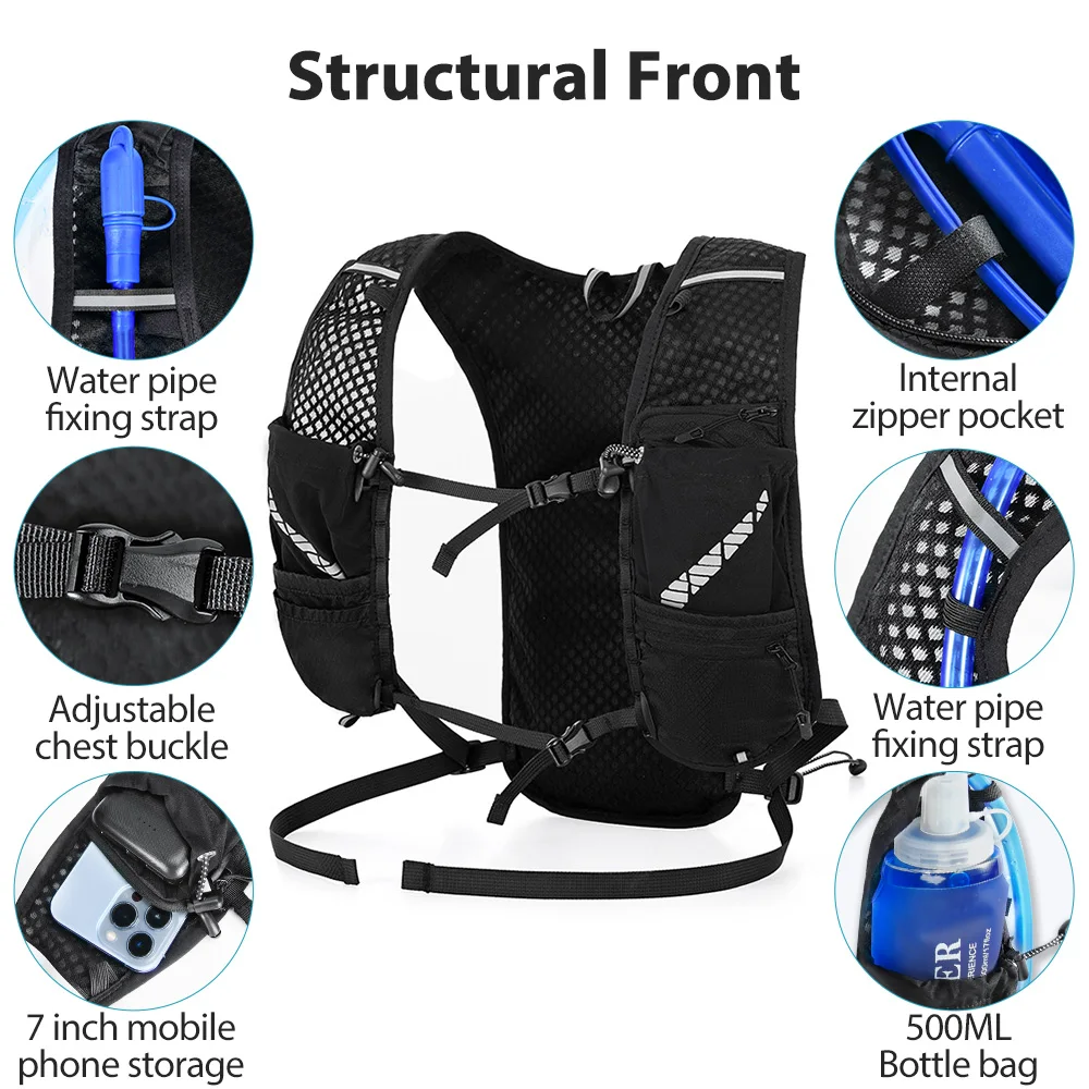 حقيبة ظهر للجري خفيفة الوزن من NEWBOLER، سترة ترطيب، مناسبة للمشي لمسافات طويلة في الماراثون، حقيبة خفيفة للغاية ومحمولة #5
