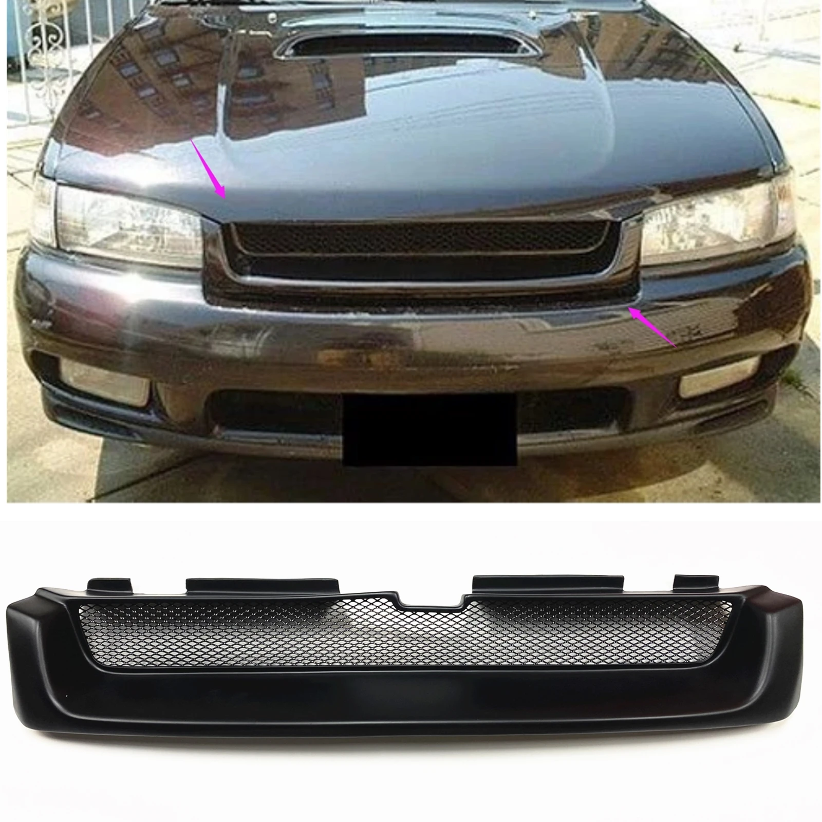 

Grill For Subaru Legacy Outback 1995 1996 1997 1998 1999 Front Grille Fiberglass/Carbon Fiber Upper Bumper Intake Hood Mesh Grid