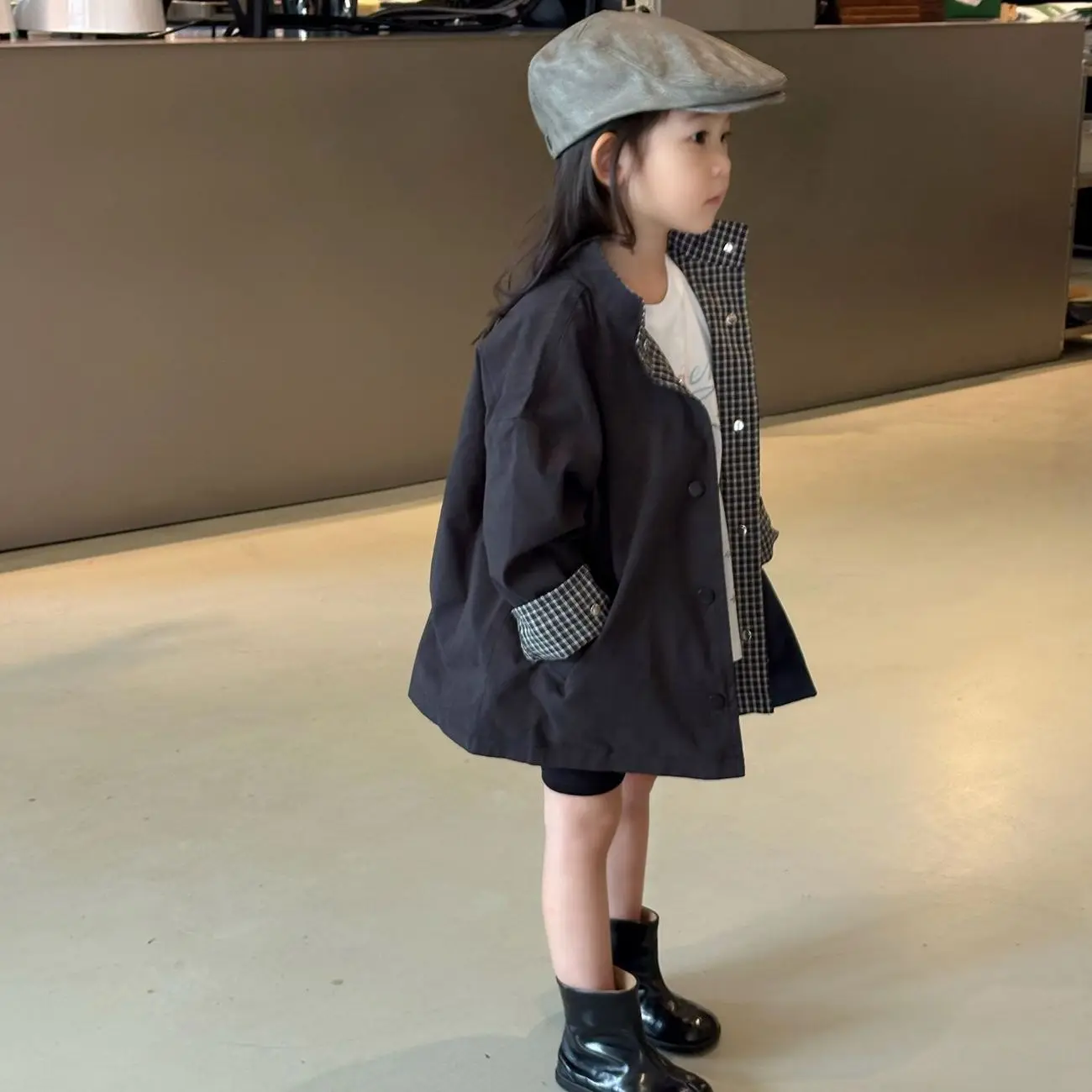 girls-coat-spring-and-autumn-new-style-children's-fashion-windproof-and-rainproof-two-sided-windbreaker-jacket