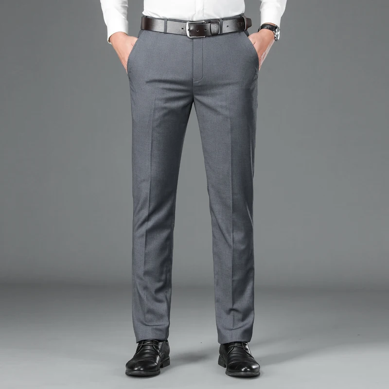 Spring Summer Suit Pants Men Smart Casual Solid Color Dress Pants Classic Straight Fashion Office Suit Trousers Mens Clothing
