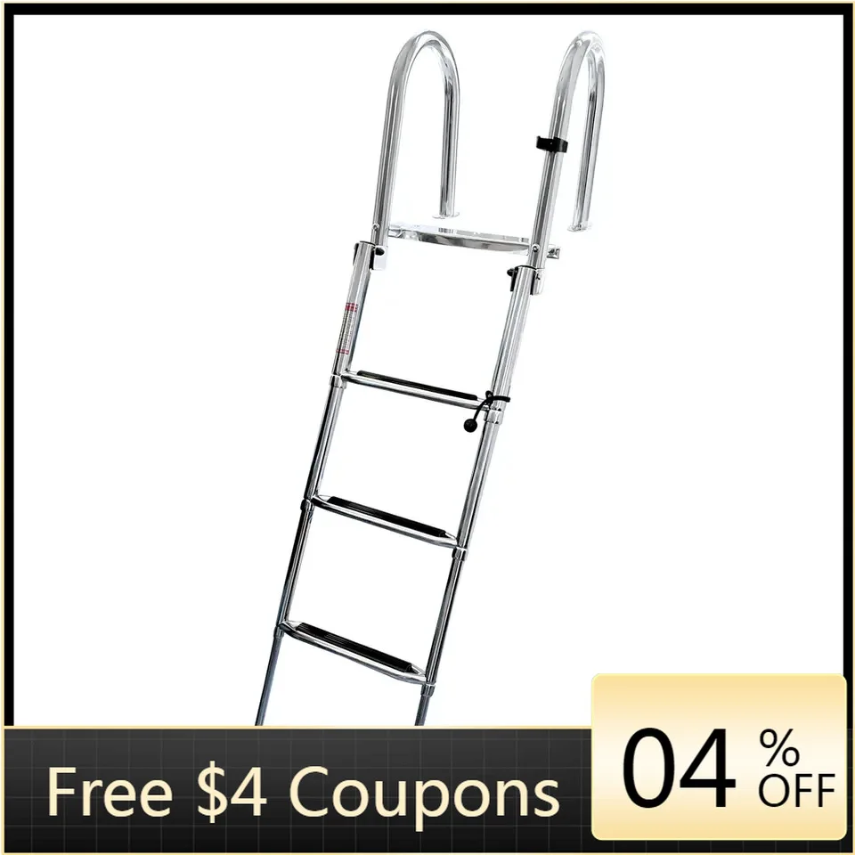 

STTL Stainless Steel Boat Inboard Rail 4 Step Telescoping Ladder Dock Boat Ladder