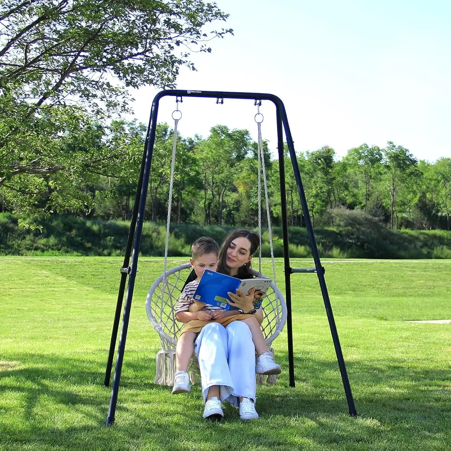 Hammock Chair Stand Heavy-Duty 300LBS Swing Stand | A-Frame, Powder-Coated Steel, Hammock Stand for Outdoor Indoor Patio Garden Backyard, Swing Chair not Include(Black)