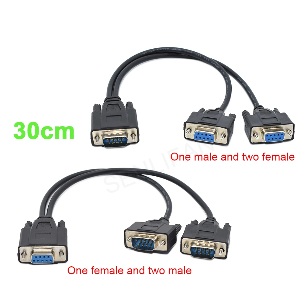 For Cash Register POS Display Serial Cable Splitter Directly Connected COM 2 in 1 DB9 9Pin 1 to2 RS232 Data Cable Male to Female