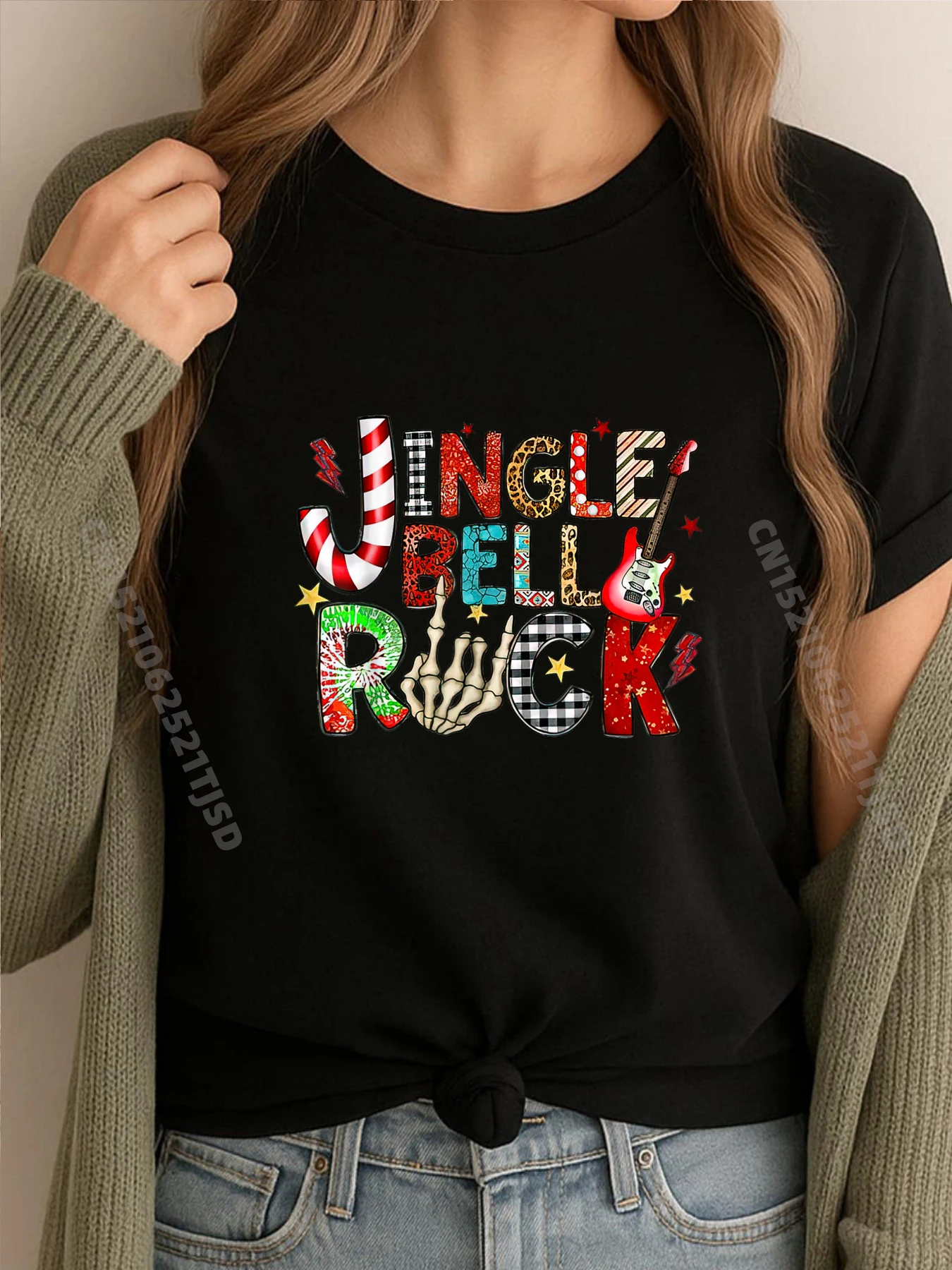 

Ретро Рок Праздник Рождество Jingle Bell Rock Леопард Зелено-Белая Графическая Футболка Мужчина Хлопок Комфорт Женщина Пасхальное Нескресенье