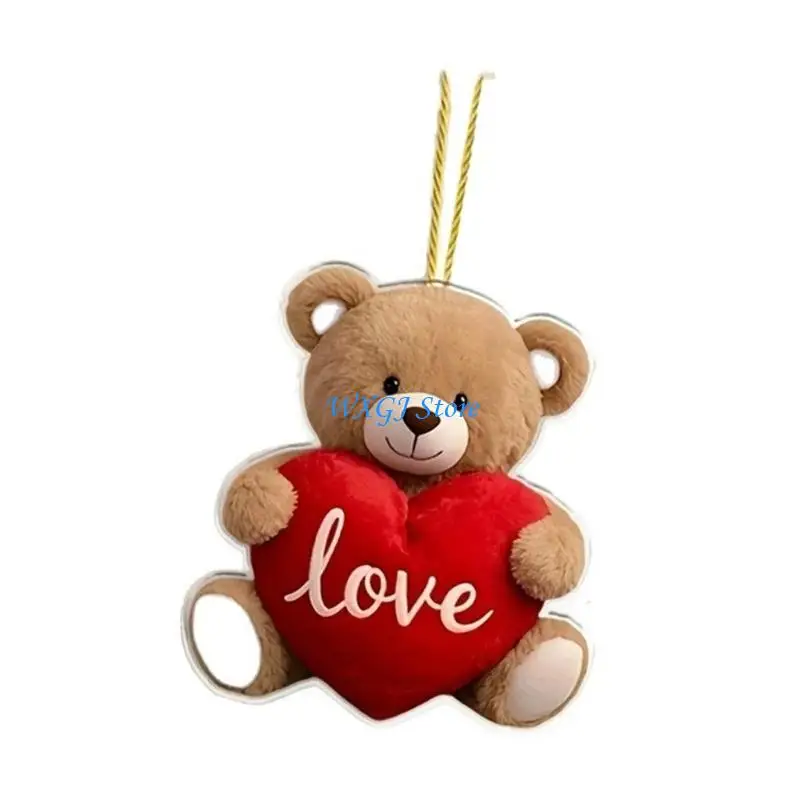 37JE Modern Acrylic Bear Car Accessory Easy Install Vehicle Ornament With Holiday Themed Artistic Detailing