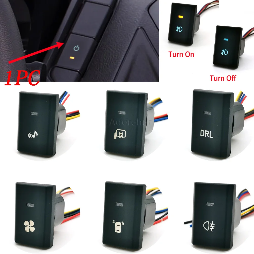 1PC Car LED DRL Front Rear Fog Light Spotlight Parking radar Switch Button with wire for Ford Transit 2017-2021 Car Accessories
