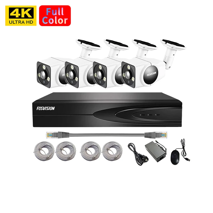 Fosvision Hd Video Surveillance 4mp Ip Poe Camera System 4ch Poe Nvr Camera Kit Set 4 Channel Nvr Home Security Cctv System