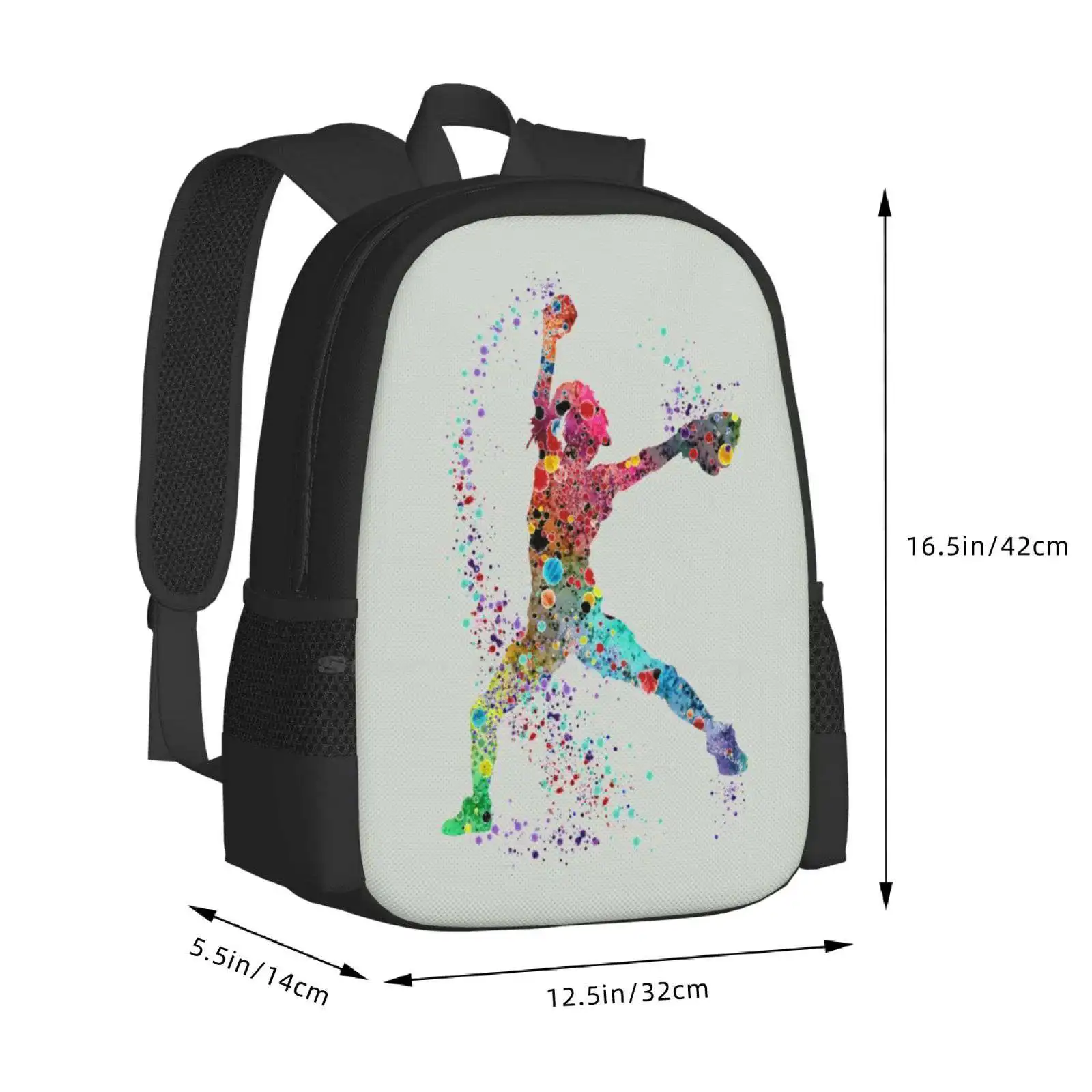 Lanzador de béisbol y Softball para niña, pintura de acuarela, impresión artística, bolsas Unisex, bolsa para estudiantes, mochila, jarra deportiva, recién llegados