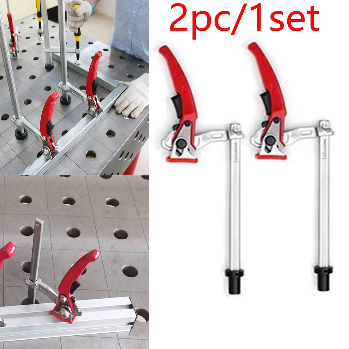 

2Pc Quick-Adjust Welding Fixture Vertical Workbench Surface Hold Down Clamp For 16mm/28mm Dog Hole For Welding Platform