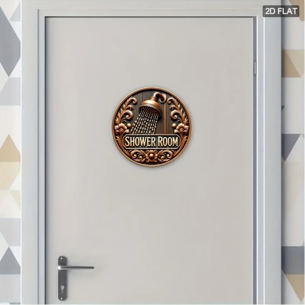 ديكور معدني بطابع "لافتة غرفة الاستحمام" - لهجة جدارية متعددة الاستخدامات للغرف والمطاعم والحانات والمقاهي والكراجات #5