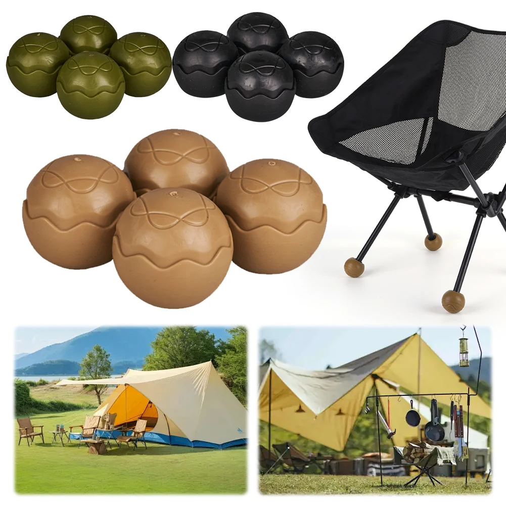 4Pcs Camping Chair Leg Caps Rubber Chair Stabilizing Ball Feet Anti-Slip Chair Leg Protectors for Helinox Camping Chair