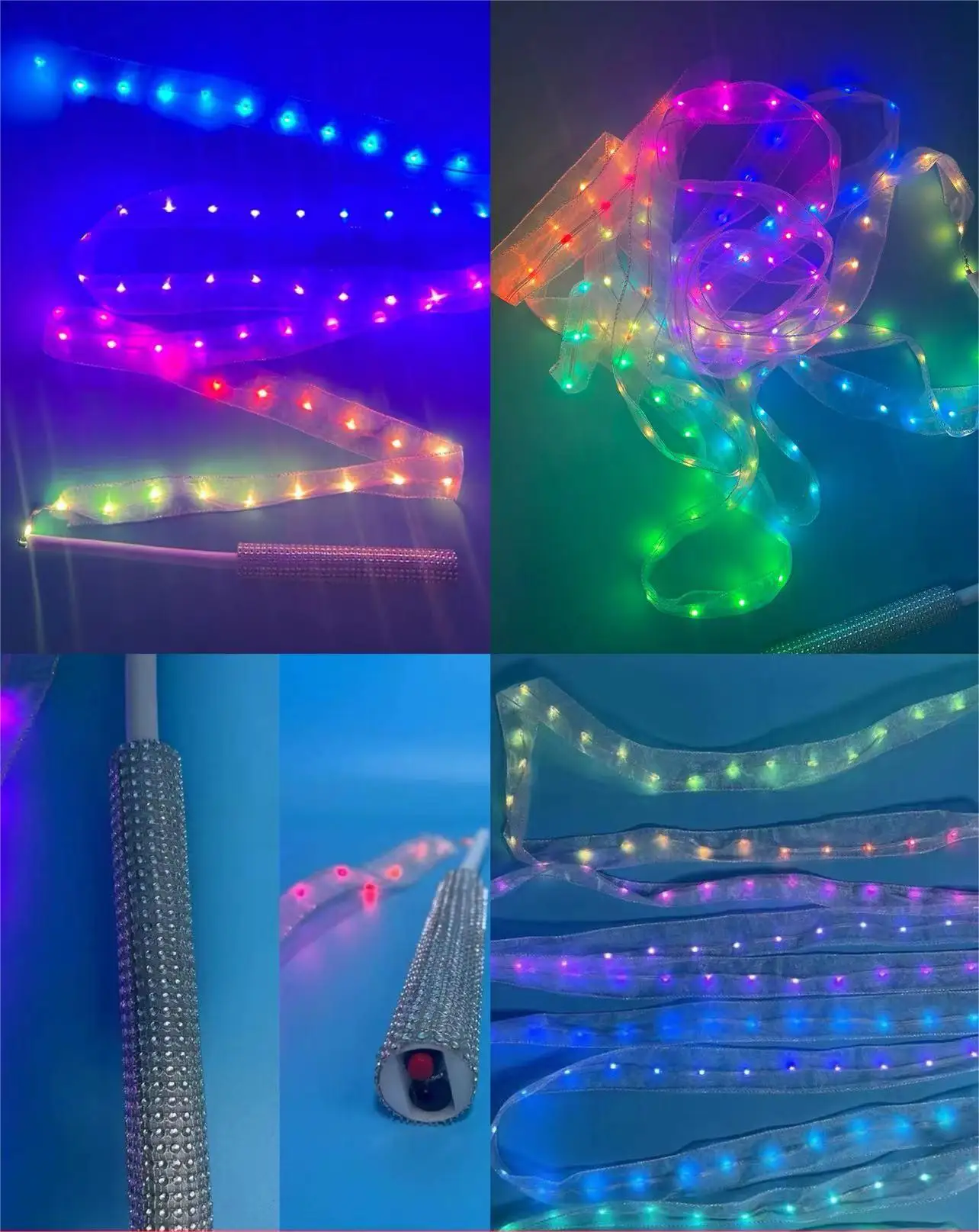 Nastro colorato a LED Puntelli luminosi per le mani Nastri da palestra Nastro per ginnastica ritmica a LED per spettacoli teatrali Puntelli di danza del ventre
