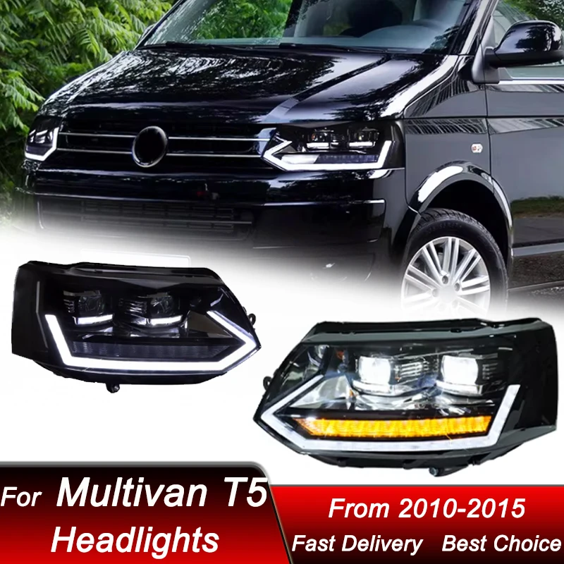 

Горячие автомобильные фары для VW Multivan T5 Caravelle 10-15 новый стиль светодиодные DRL автоматические фары в сборе комплект аксессуаров для линз проектора