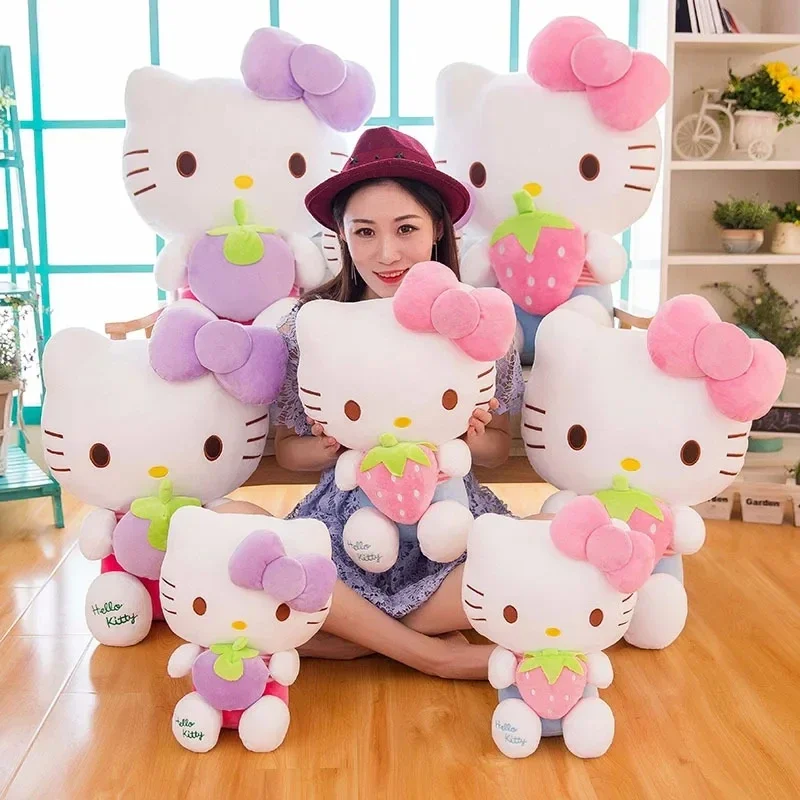 New Sanrio Kawaii Hello Kitty Plush Toys Pillow Doll Stuffed Animal Plushies Home Decoration Children's Birthday Toys Gifts