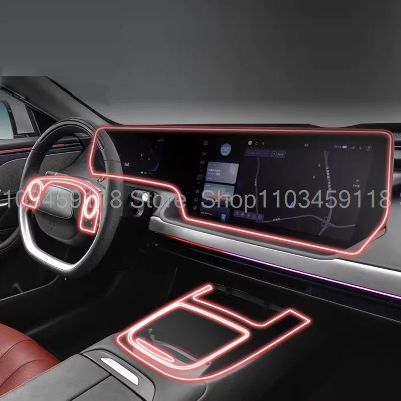 

Защитная пленка из ТПУ для Xpeng P7 2020-2024, салон автомобиля, прозрачная наклейка на центральную консоль, ЖК-экран, пленка против царапин