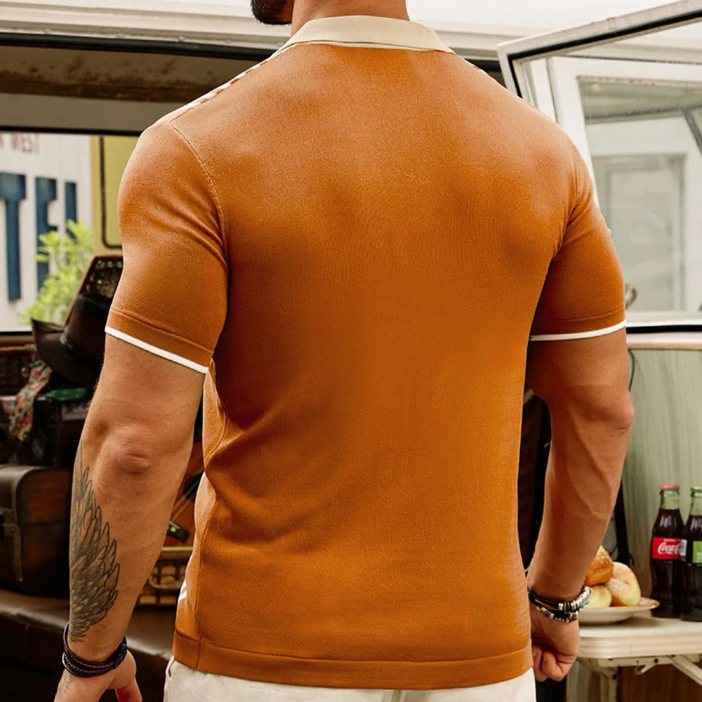 2025 ฤดูร้อนใหม่แนวโน้มNon-Pilling Coolผ้าไหมธุรกิจเสื้อโปโลAmerican Streetแฟชั่นMens Y2k Casualถักเสื้อกันหนาวtop