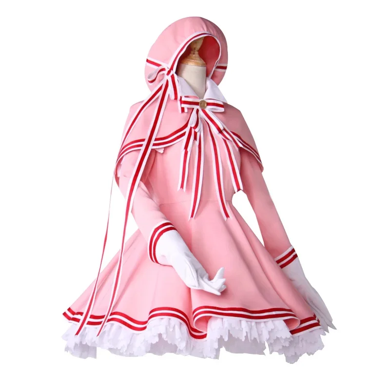 Anime Cardcaptor Sakura: Clear card Sakura Kinomoto cosplay costume pink Lolita Maid pink dress fight uniform Halloween