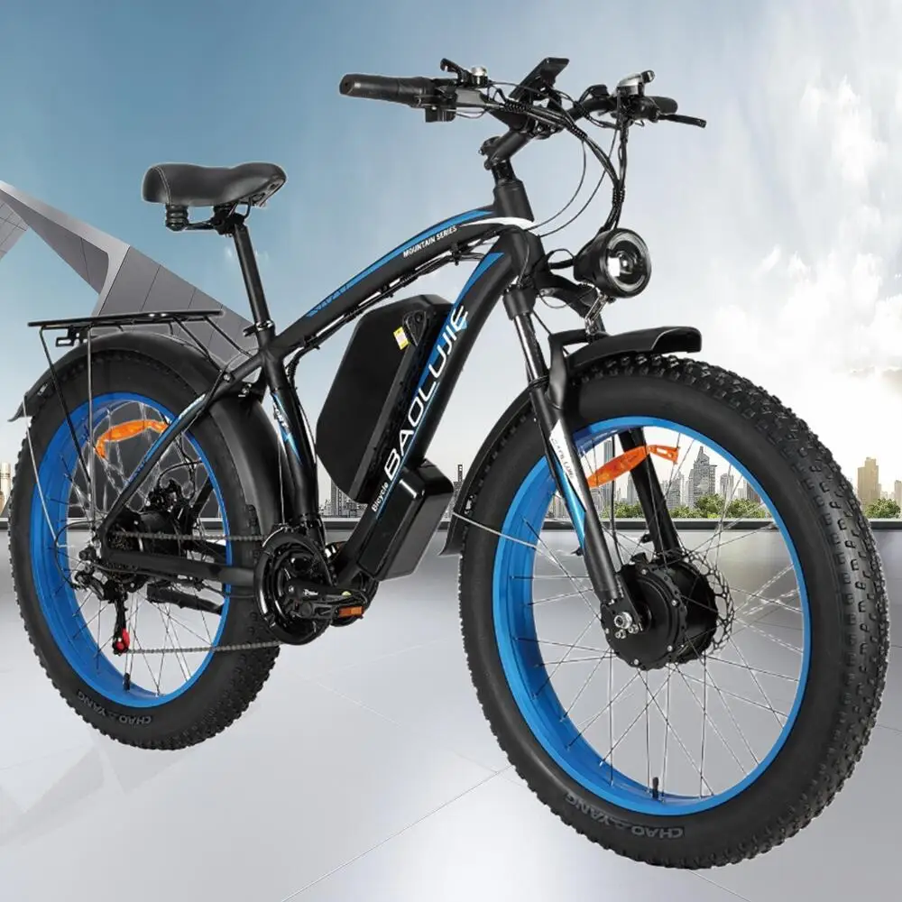 

1500W+1500W Electric Motorcycles Bike 48V/52V 23AH/32AH Battery 26'' Fat Tire Mountain Electric EBike With Shock Absorption