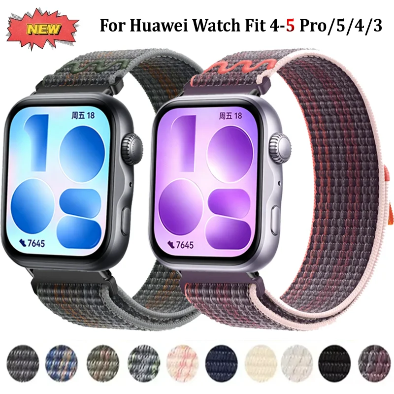 Needlework Nylon-Schlaufenband für Huawei Watch Fit 4/4 Pro, austauschbares, atmungsaktives Armband für Huawei Watch Fit 3/5/5 Pro, Zubehör