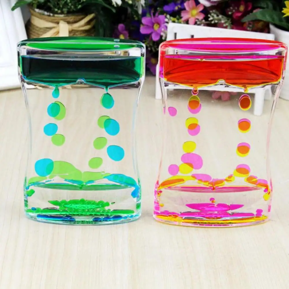 Double Color Dynamic Note Oil Drop Hourglass Slide Sandglass Leisure Toy Floating Painting Liquid Motion Timer Table Decor Gift