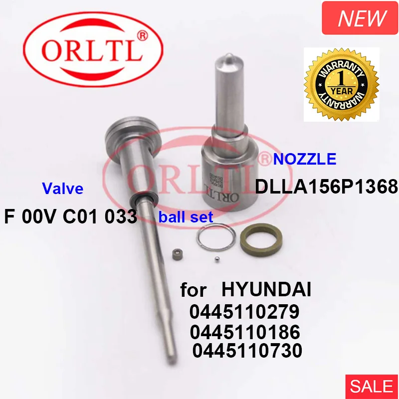 

for HYUNDAI 33800-4A100 338004A100 0445110186 0 445 110 186 Diesel Injektor Repair Kit Nozzle DLLA156P1368 Valve F00VC01033