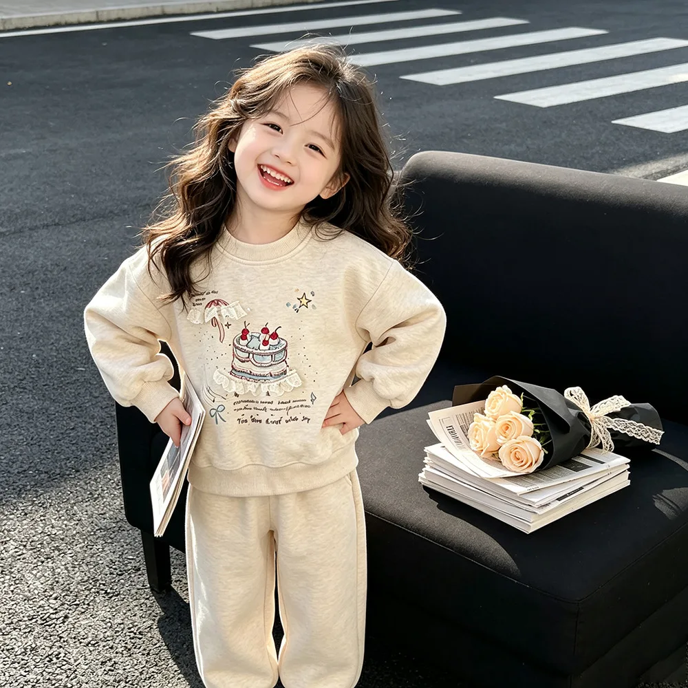 Europäisch-Amerikanische Mädchen-Sweatshirts 2026 Frühling Herbst Baby-Mädchen-Sweatshirts und Hosenanzug Niedlicher Print Pullover Oberteil Kleidung – Detail 16