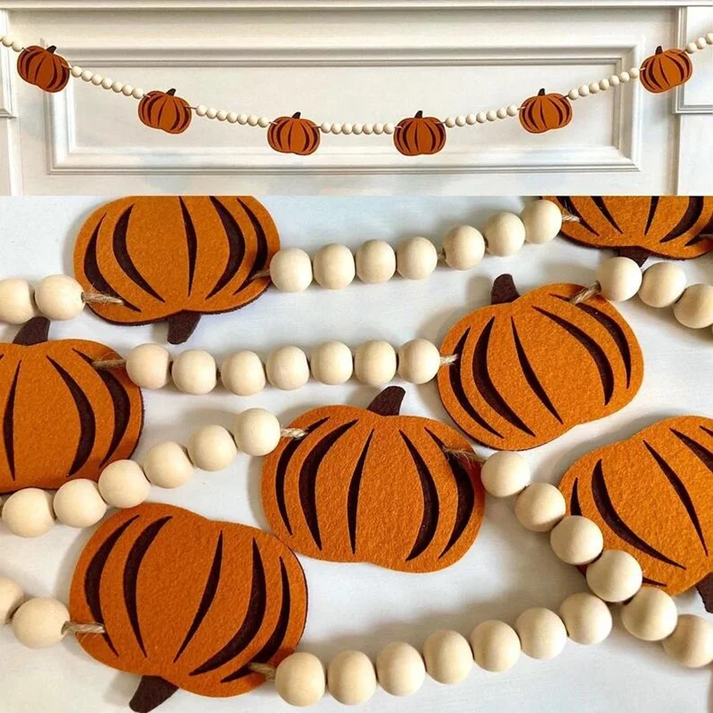 98inch Fall Pumpkin Banner Autumn Thanksgiving Festival Halloween Party Fireplace Mantle Wall Home Patio Garden Decoration