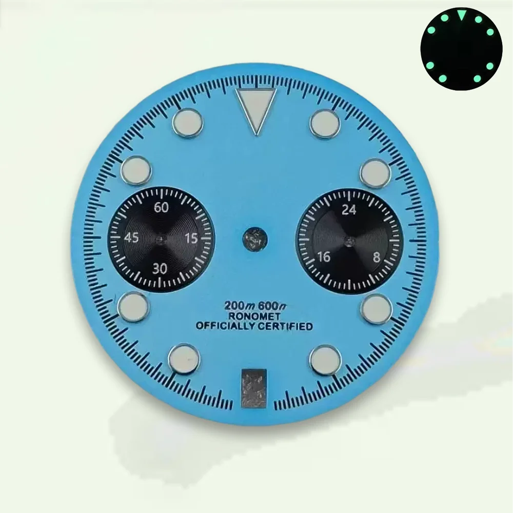 Watch modification 29.5mm S Dial Panda Dial Fit VK64 Movement Green Luminous High-Quality Dial Watch Modification Accessories