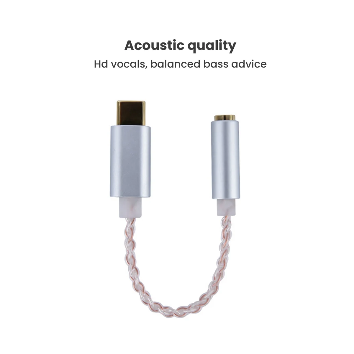 HIFI DAC Earphone Amplifier USB Type C to 3.5mm Headphone Audio Adapter 32Bit 384KHz Digital Decoder AUX Converter Grey