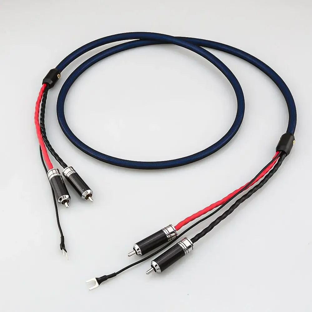 Viborg 5N 99.998% OFC cobre banhado a prata Tonearm Cabo Phono com 2 RCA para 2 RCA conector banhado a ródio