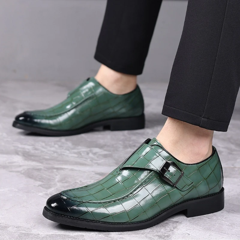 

British style monk strap shoes for man loafers wedding dress shoes man luxury casual business office formal shoes for man mariag