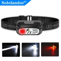 Dropshipping LED Mini Headlamp red white Headlight USB Rechargeable Head Torch Flashlight Lamp Light Camping Flash Lantern