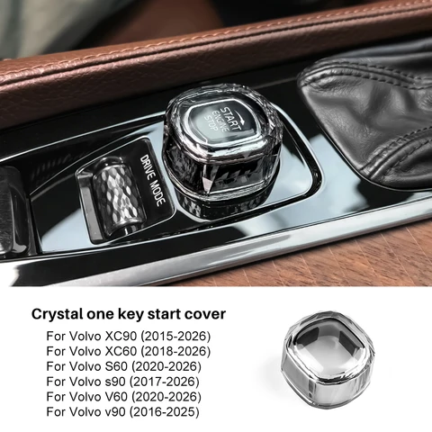 Кристаллическая накладка на кнопку запуска двигателя для Volvo XC90 XC60 S60 S90 V60 V90, аксессуар для стайлинга, 1 шт.