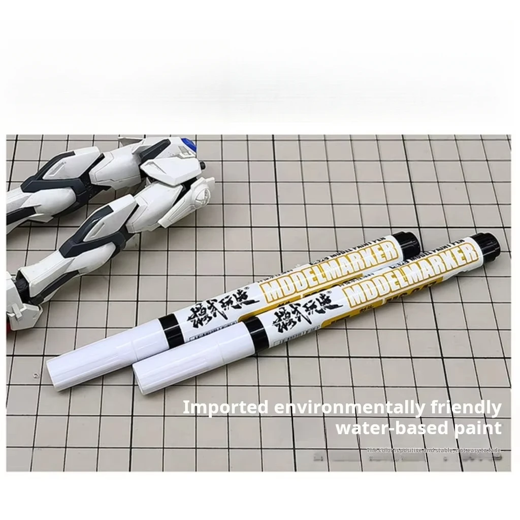 MS047 Pena Spidol Berbasis Air Ramah Lingkungan Matte Gloss 0.7Mm 3Mm Lapisan Pelindung Ujung untuk Model Militer Gundam Alat Hobi DIY