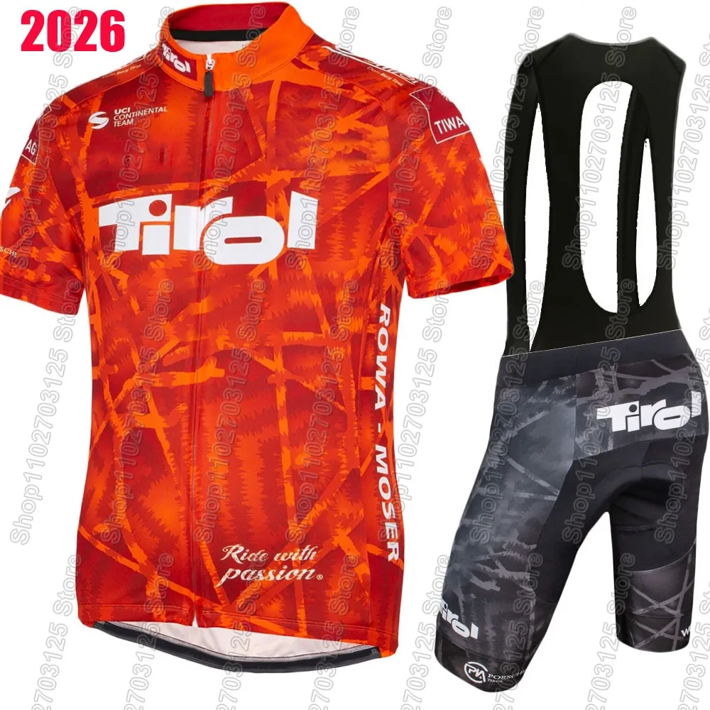 Conjunto de Ciclismo Tirol Team 2026, Ropa Retro Austira para Bicicleta de Carretera, Camiseta y Pantalones Cortos con Tirantes, Ropa MTB, Maillot
